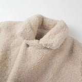 Beige Collar Pocket Faux Fur Coat-Outfit