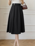 Women's Skirts High Waist Sweet Girl's Mid-calf Skirt Solid Skirts for Women Vintage Long Fashion 2023 Kawaii Summer Women