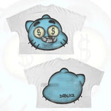 T-Shirt Hip-Hop Fun Cartoon Pattern Printing Oversized T-Shirt Original Gothic Cotton Short Sleeves-Outfit