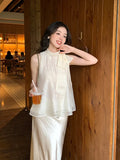 Fongt Xixi 2025 Summer New Korean Version Of The Temperament With Chiffon Sleeveless Shirt Women's Top 89338