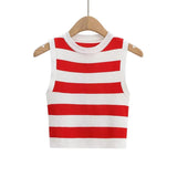 Fongt Summer New Top Sleeveless Short Knitted Vest Female C83614