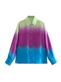 Spring Tie-Dye Printed Fashion Leisure Long-Sleeved Shirt-Outfit