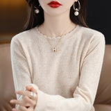 Fongt 2024 Autumn And Winter New Lady Loose Round Collar Solid Color Short Set Bottom Knit Bottom Sweater-Outfit