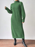 Fongt Women's Sweater Skirt Fashion Jacket High-Necked Long-Sleeved Knitted Skirt Solid-Colored Inside Skirt