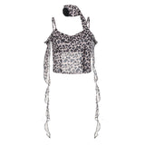Hot Leopard Print Hanging Neck Small Vest Female Feeling Flounce Jacket 2024 Spring / Summer Slim New Tide-Outfit