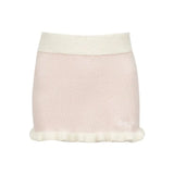 Fashion Kawaii Knitted Sweater Skirts 3 Piece Set Women Bodycon Slim Party Mini Skirt Autumn Lolita Suits Y2k Crop Tops-Outfit