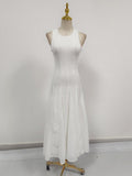 Fongt Temperament Famous Wind Dress Woman 2025 Spring And Summer New Fashion Lace Splicing High-End Sense Collar Sleeveless Long