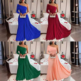 Fongt Style Women's Wear Temuebay2024 Diagonal Shoulder Dress Evening Dress-Outfit
