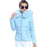 2023 New Autumn And Winter Korean Version Big Hair Collar Short Cotton-Padded Clothes Female Slim Show Thin Korean Version Cotton-Padded Jacket Students-Outfit