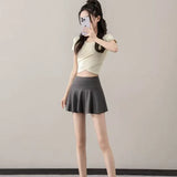Fongt Pocket Fake Two Yoga Pants Large-Size High-Rise Sunscreen Skirts Thin Sports Wear Outside The Bottom