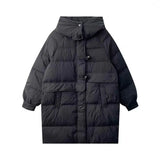 Cororn Buckle Down Jacket Female Long Over The Knee 2024 New Winter Hat With Thick White Duck Down Warm Coat Plus Size-Outfit