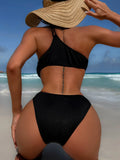 Fongt One-Piece Swimsuit Ladies V-Neck Black One-Piece Bikini C797WY-Outfit