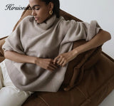 turtle Neck Solid Cashmere Sweater Women Elegant Soft Warm Female Knitted Pullovers Basic Loose female