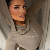 Wrinkled Hooded Tight Long-Sleeved T-Shirt 2023 Summer New Waste Dune Style Leisure Jacket-Outfit
