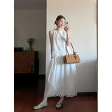 Fongt Set Summer 2025 New Empty Sleeveless Vest Blouse High-Rise Loose-Fitting Skirt Suit