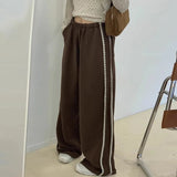 Side Contrasting Lace Track-pants-Outfit