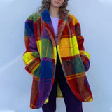 Fongt Autumn Women's Long-Sleeved Collared Jacket Prints The Long