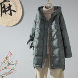 Autumn And Winter New Loose White Duck Velvet In The Long Hooded Down Jacket Female Korean Version Show Thin Pressure Glue Coat Tide-Outfit