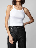 Print Tank Top Women 2023 Summer Cotton Ribbed Knitted Elastic Basic Shirts Fashion Tops Female Casual Clothes