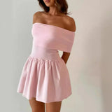 Off Shoulder Pleated Mini Dress-Outfit