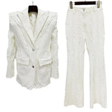 Fongt New Star Fashion Thick Shoulder Pad Tuxedos Denim Jacket Jeans