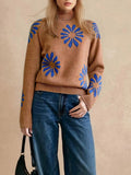 Fongt Flower Color Design 2025 New Autumn And Winter Leisure Knitted Sweater Top Long-Sleeved Female Width