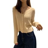 Fongt Sweater With Cardigan Shawl Loose Coat Female Autumn Korean Version Thin Sunscreen Shirt V-Neck Long Sleeve Jacket-Outfit