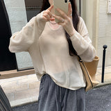 Fragrant Wind V-Collar Hollowed-Out Long-Sleeved Sweater Women's Spring And Autumn New Loose Meat Sunscreen Thin Air Conditioner
