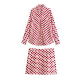 Loose Sagging Long-Sleeved Casual Shirt 9878100 Printed Half Skirt 9878100 Set-Outfit