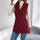 Fongt Autumn And Winter Leisure Single Buckle Suit Neck Lint Vest Coat Women's Clothing