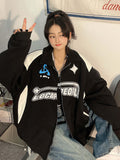 Patchwork 90s Oversized Jacket-Outfit