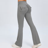 Fongt Peach Lift Hip Yoga Bell Pants Fitness Exercise Wide Leg Micro Pants High Waist Quick Dry-Outfit