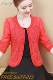 Hollow Out Lace Blouse Women Long Sleeve White Black Shirt Beading Lace Jacket Elegant 4XL Women Clothing Blusas