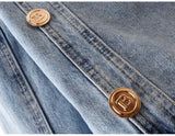 Denim Cropped Trench Jacket-Outfit