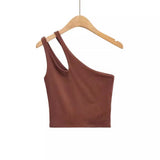 Fongt Summer Short Sexy Shoulder Shoulder Hollow Slim Small Vest Jacket-Outfit
