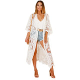 Loose Embroidered Embroidery Lace Bikini Gauzy Cardigan Beach Mid-length