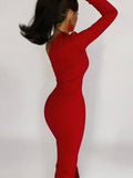 Shoulder Elegant Maxi Dress Diagonal Collar Side Split Sexy Long Summer Dress 2023 Women's Party Evening Dresses Black