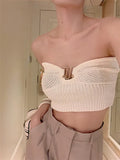 Back Sicley Empty Brooch Knitting Small Vest Woman Summer Wearing Hot Girl Wrapped Breast Sexy Inside The