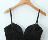 Black Mesh Frill Tulle Strap Mini Dress-Outfit