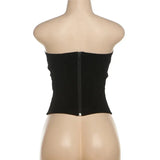 Velvet Black Busiter Asymmetrical Corset Top-Outfit