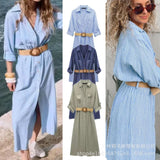 Fongt Explosion Woman With Belt Linen-Blend Shirt Dress