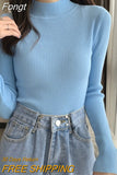 Turtleneck Sweater Women Autumn Casual Thin Long Sleeve Tops Base Knitted Sweaters Solid Color Slim Stretch