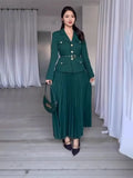 Fongt Temperament Long Dress Suit Women's 100-Fold Dress Suit Women's Clothing