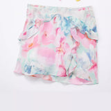 Spring Laminated Decorative Print Mini Suspender Dress 3343758-Outfit