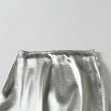 New Satin Champagne Medium-Long Fashionable Half Skirt-Outfit