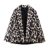Fongt Women's Fashion New Leopard Print Loose Jacket Lamb Wool Jacket