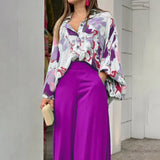 Fongt Women's 2024 Print Shirt Long Sleeves INS Wind Temperament Trousers Fashion Winter Wear