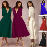 Fongt And Summer 2023 New Sexy Deep V Mid-Sleeve Dress Ebay Long-Term