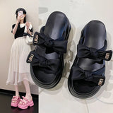 Fongt Fairy Wind Thick Bottom Muffin Increased Small Cool Slippers Female With Skirt Summer Wear 2024 New-Outfit