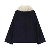 Fongt Women's Explosive Artificial Fur Effect Necking Jacket Jacket